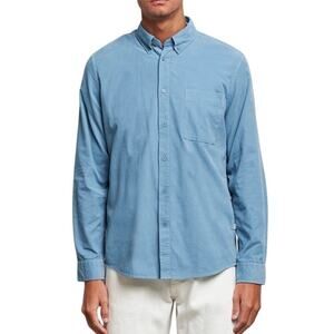 NN07 No Nationality Arne Soft Corduroy Button Up Long Sleeve Shirt XXL Pale Blue